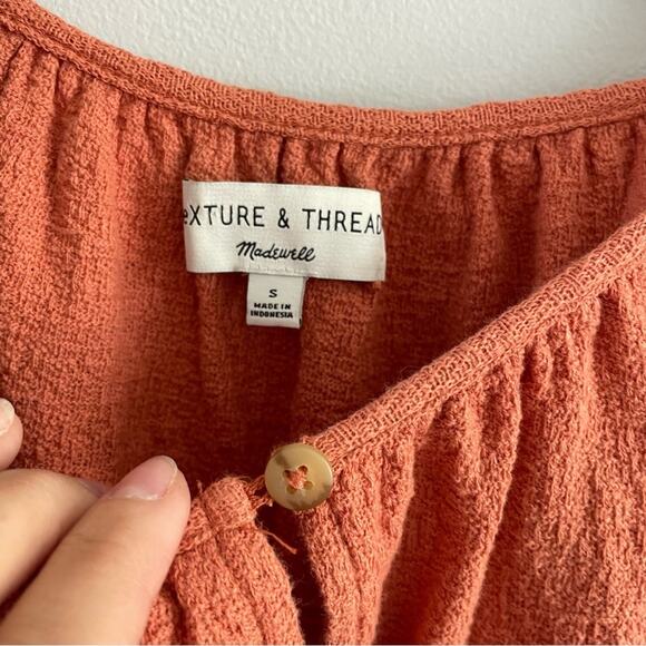 Madewell | Women’s Texture & Thread Tiered-Sleeve Top Layers Rusty Orange Fall S - Picture 3 of 11